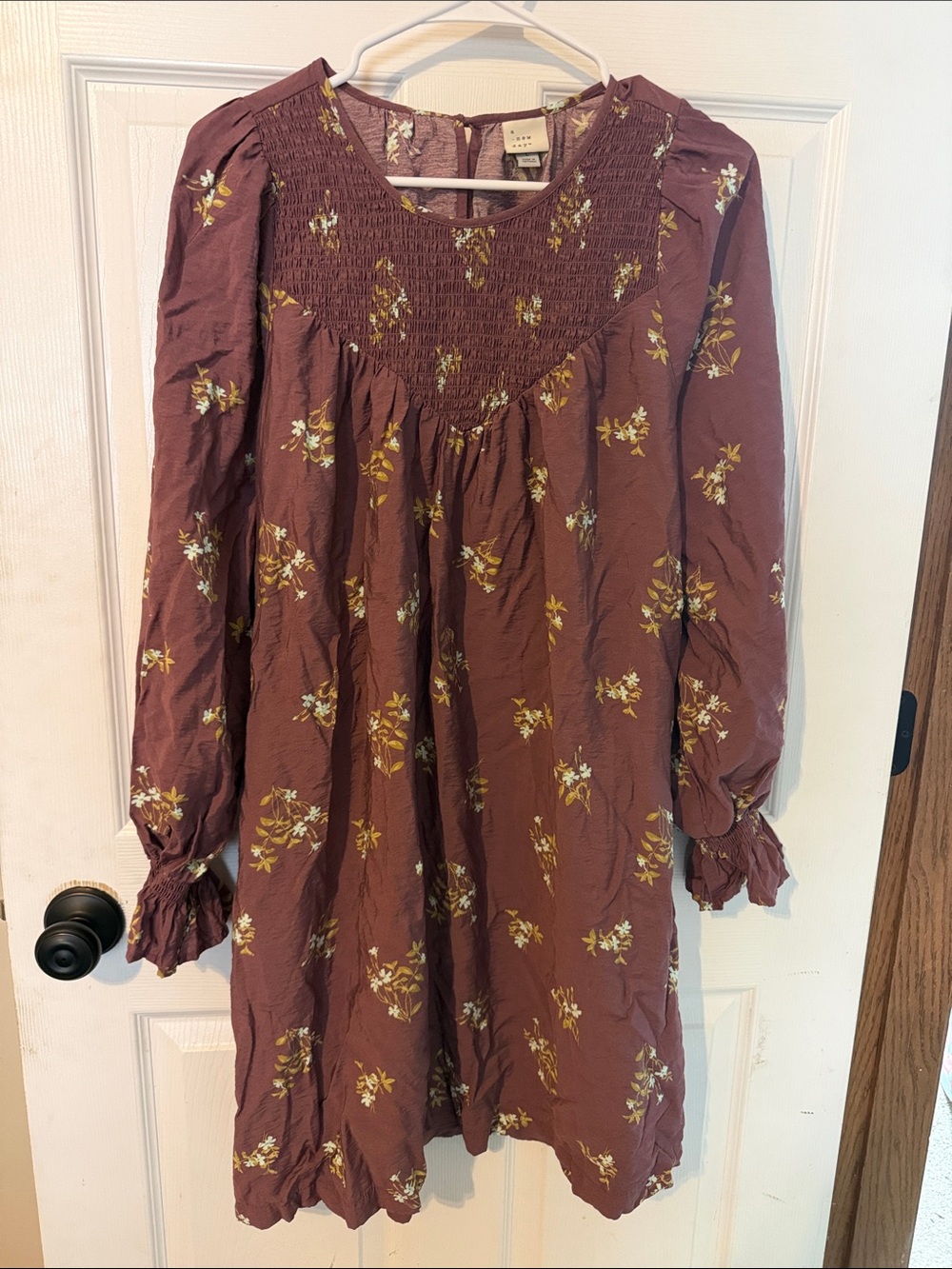 a new day Mauve Floral Smocked Top